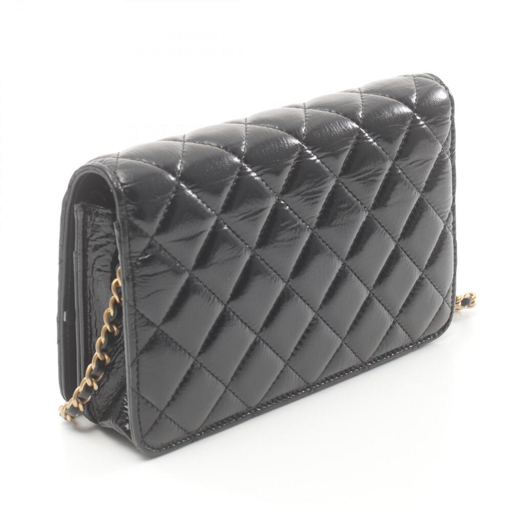 Chanel Shoulder Black Leather Bag Matelasse Black